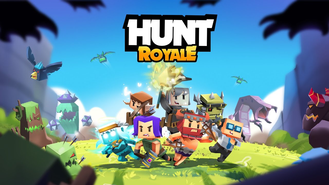 Hunt Royale poster with heroes running from monsters
