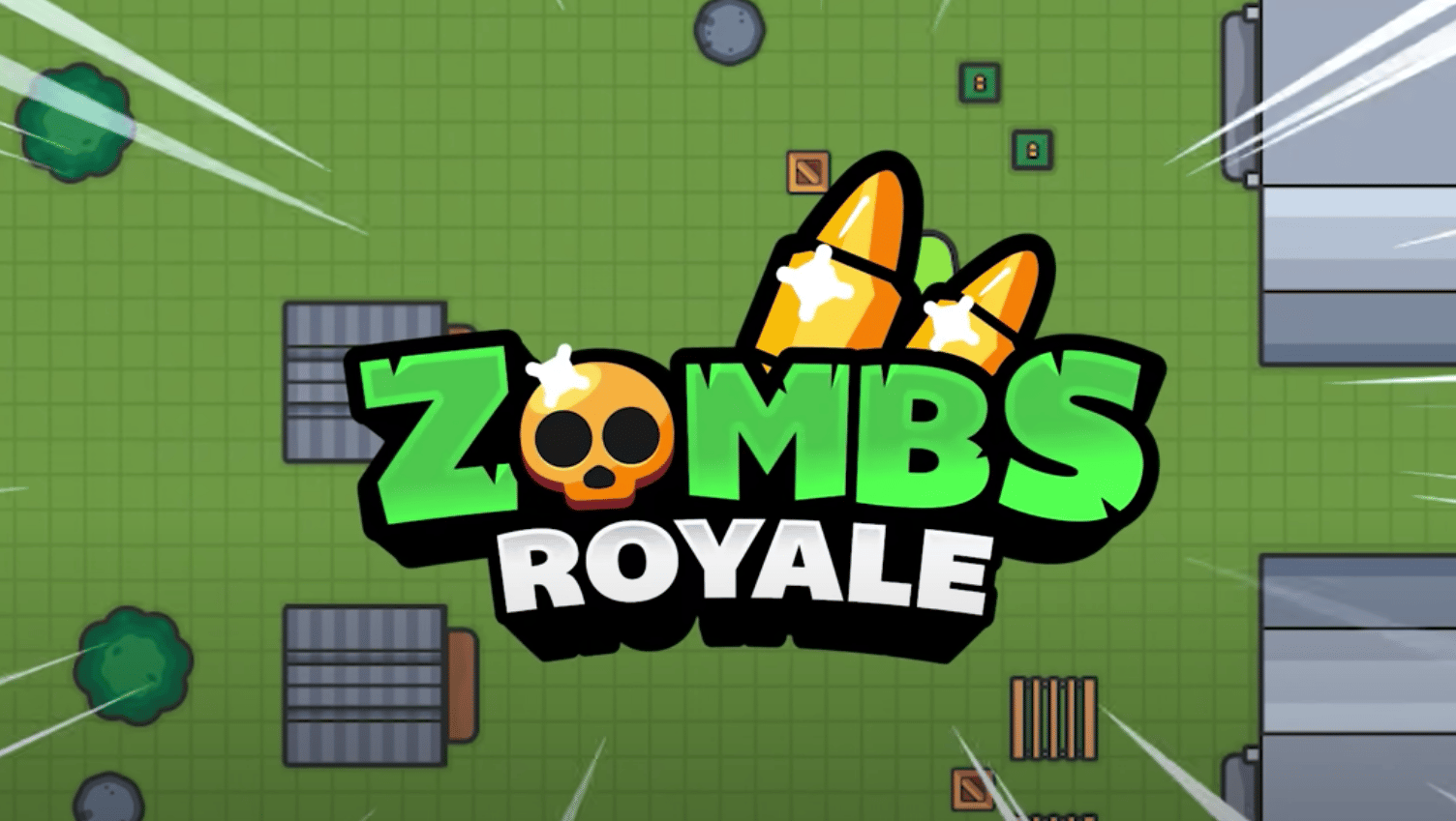 Zombs Royale logo over top-down battlefield map