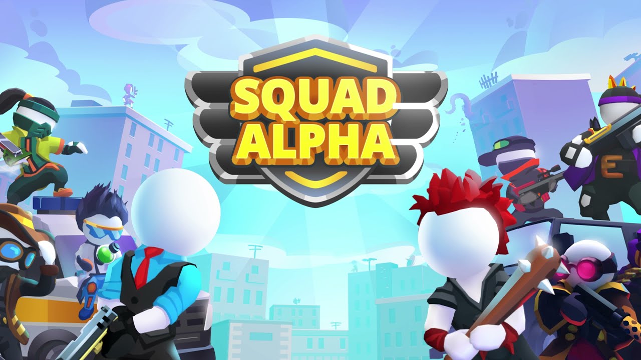 Squad Alpha characters in colorful battle scene