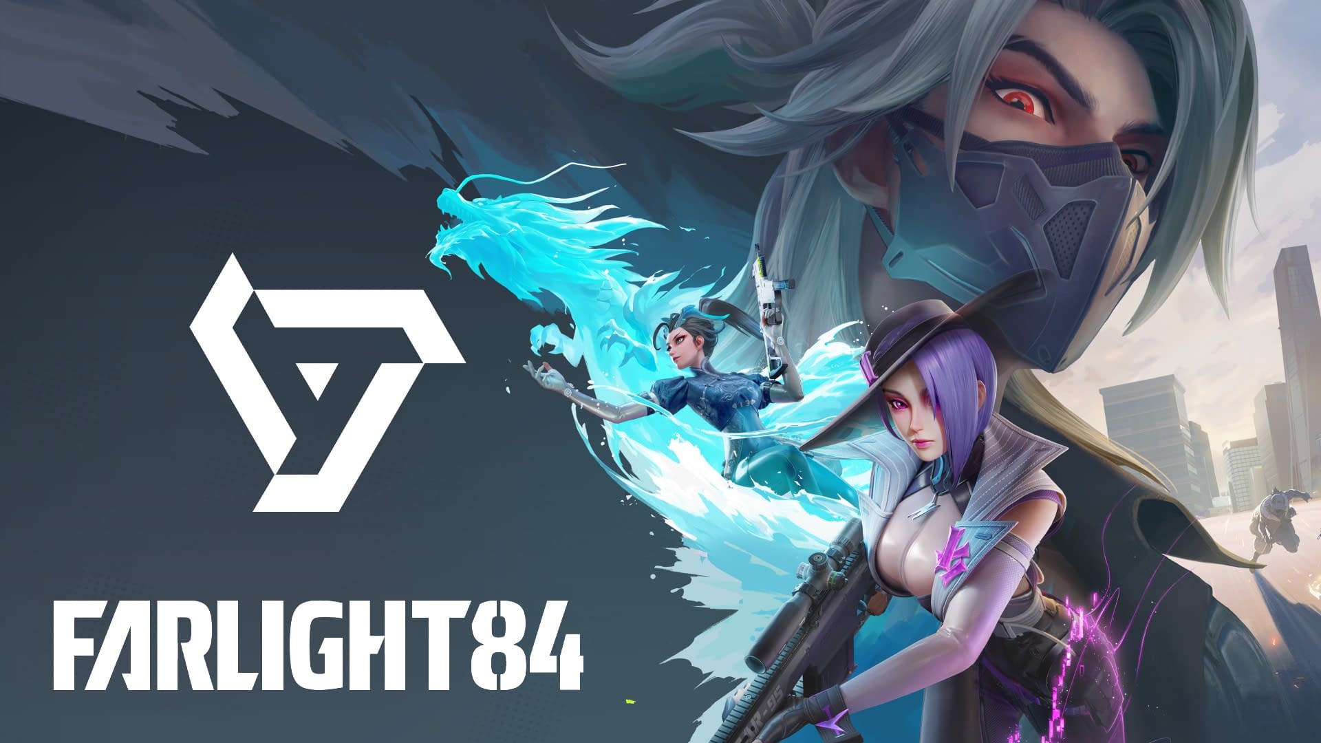 Farlight 84 poster with masked hero and characters