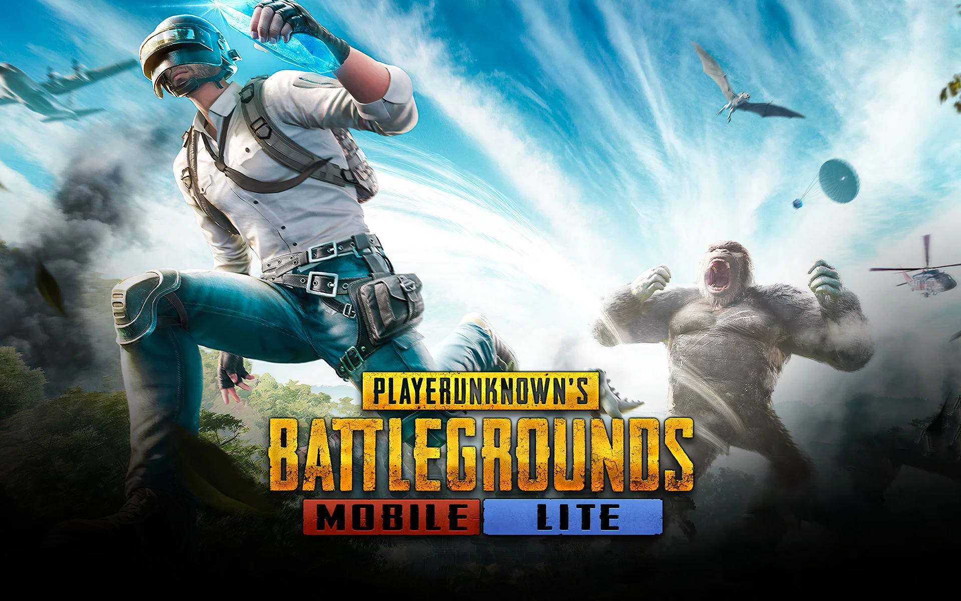 PUBG Mobile Lite character fighting giant gorilla