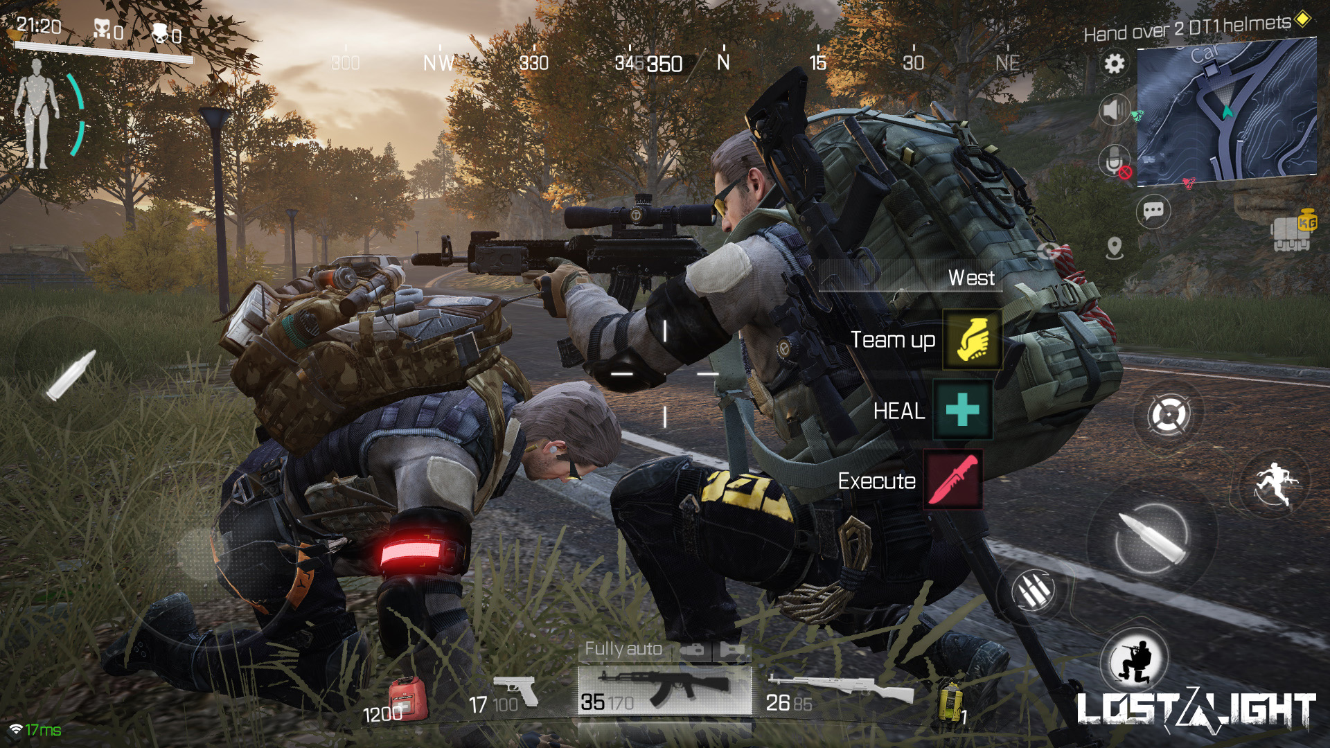 Lost Light gameplay: soldier aims at kneeling teammate